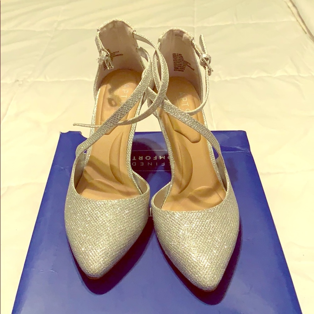Apt 9 Silver glitter Frittata kitten heels